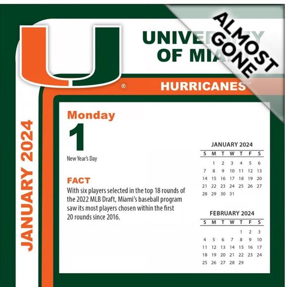 University of Miami Hurricanes 2024 Desk Calendar great gifts UM 305 well made - Picture 3 of 9